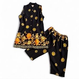 Vintage Elegant Black and Yellow Women's Set